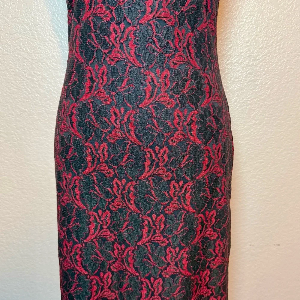 Vintage 90’s Y2K All That Jazz Red & Black Lace Maxi Dress Size Small - Picture 3 of 15
